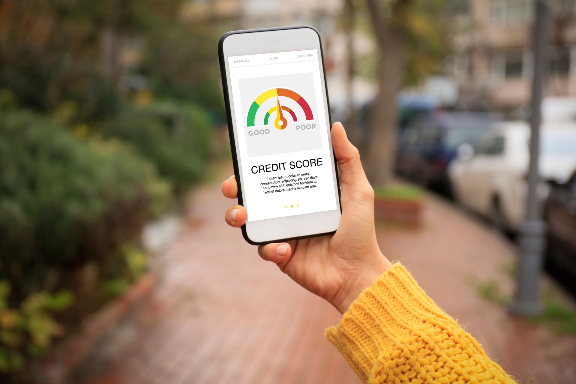 Smart Phone Showing Credit Score On A Screen Smart Phone Showing Credit Score On A Screen